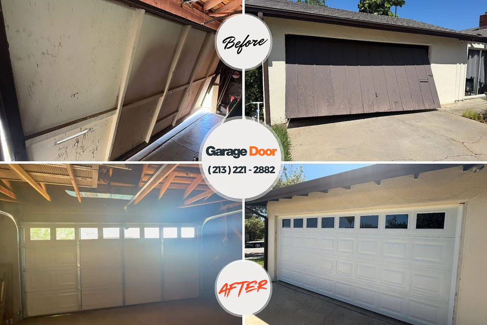 Before and after: garage door repair North Fort Lewis, WA